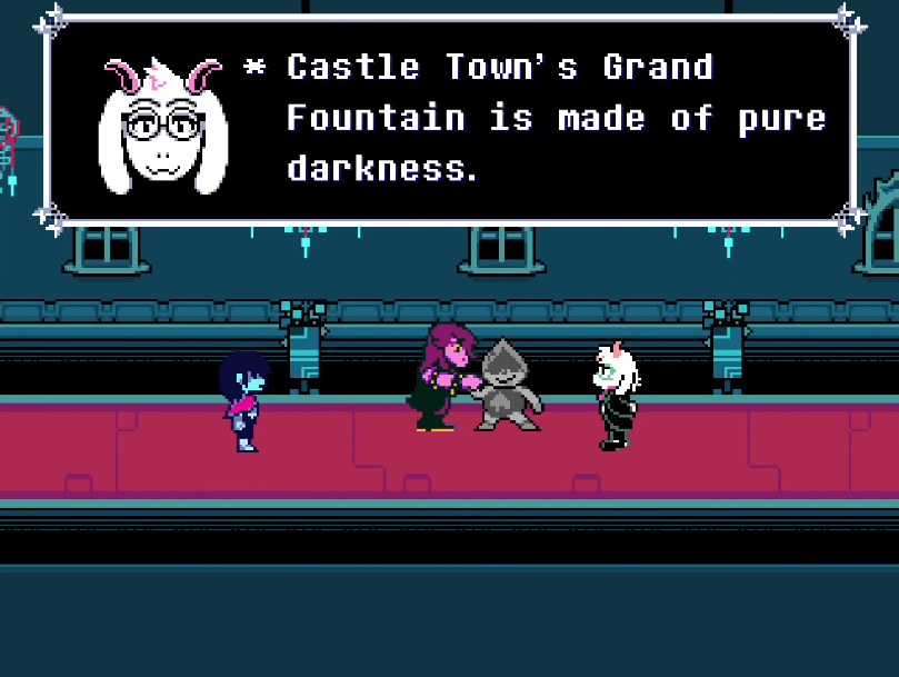 ralsei says castle town's grand fountain is made of pure darkness